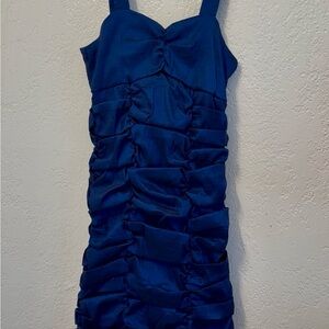 Elegant Blue Ruched Dress